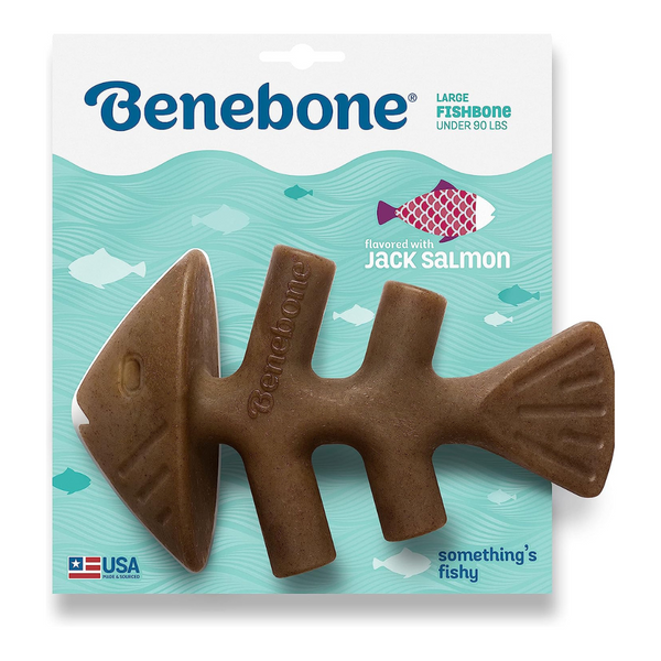 Benebone Fish Bone Real Jack Salmon Flavor Dog Chew Toy| Kanu Pet
