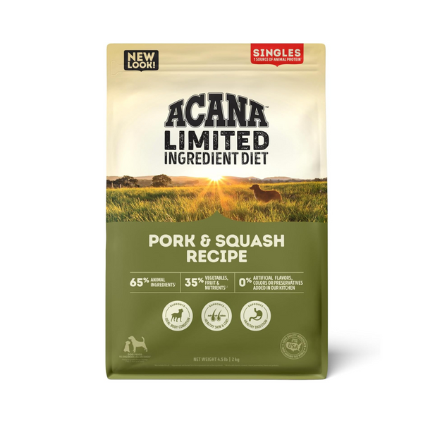 Acana Singles Limite Pork Squash Recipe Dry Dog Food | Kanu Pet 