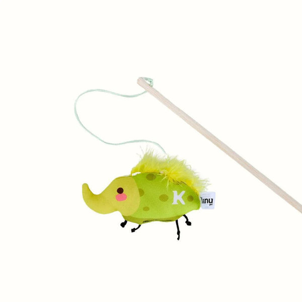Kanu Pet Plush Beetle Toy with Wand for Cats