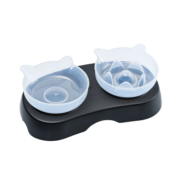 Kanu Pet Black Twin Cat Feeder