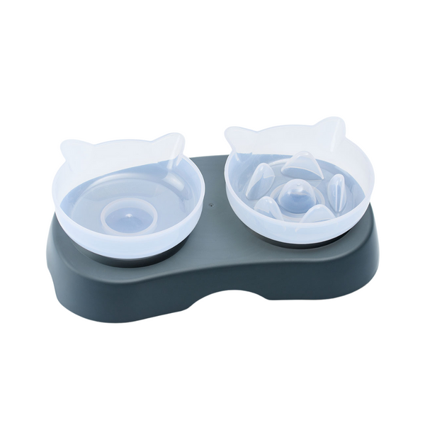 Kanu Pet Gray Twin Cat Feeder