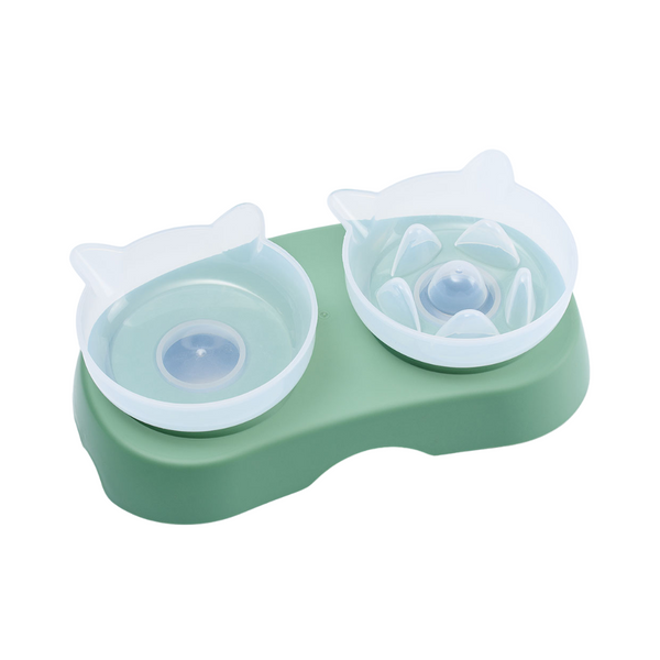 Kanu Pet Olive Green Twin Cat Feeder