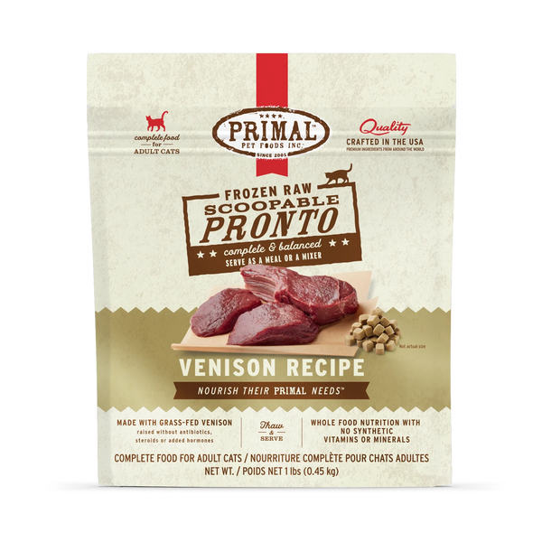 Primal Pronto Frozen Raw Scoop & Serve Venison for Cat