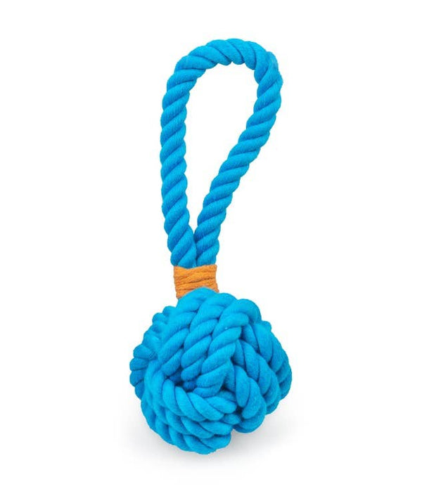 Pet Palette Distribution - ThoozyPet Ball Tug Rope Dog Toy with Handle Blue 3"