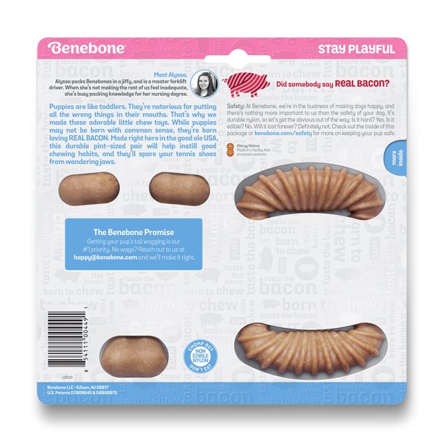 Benebone Puppy 2pack Bacon Wishbone Dental Chew Toy | Kanu Pet