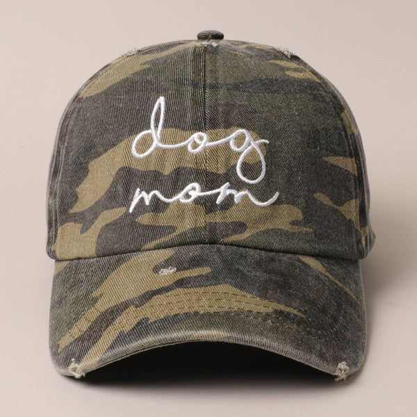 Fashion City - Dog Mom Lettering Camo Embroidery Baseball Cap