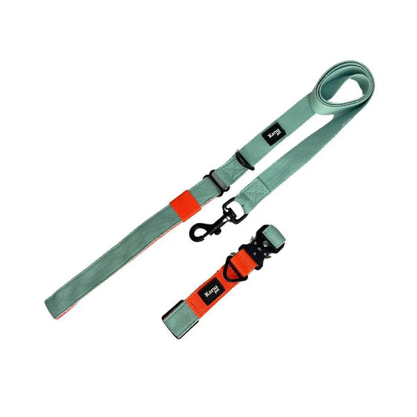 Kanu Pet Mint Green and Orange Collar and Leash Combo for Dogs