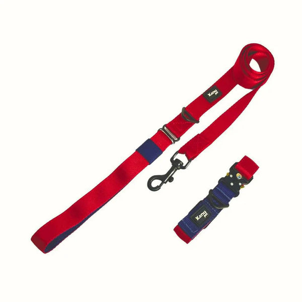 Kanu Pet Red and Midnight Blue Collar and Leash Combo for Dogs