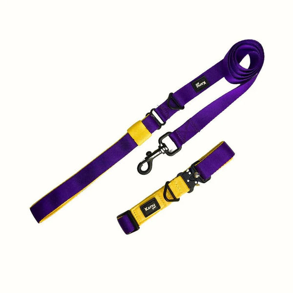 Kanu Pet Yellow Purple Collar and Leash Combo for Dogs