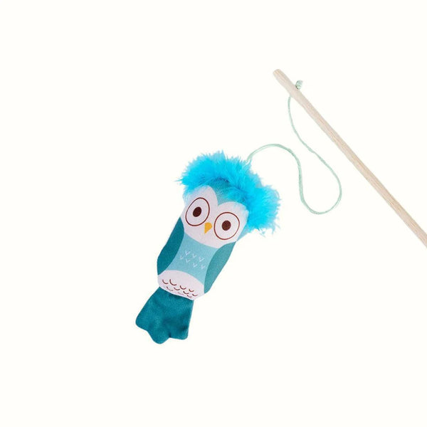Kanu Pet Plush Owl Toy with Wand for Cats