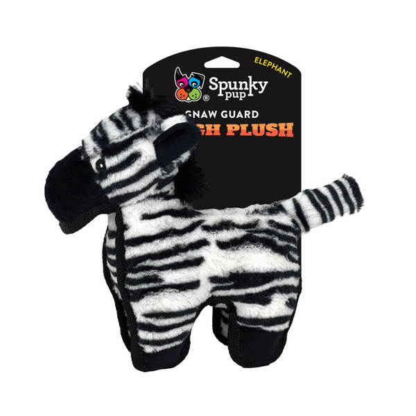 Spunky Pup Zebra Tough Plush Dog Toy