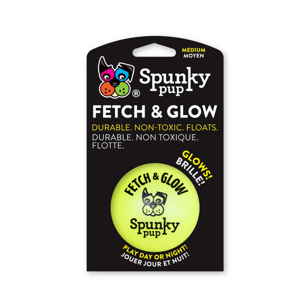 Spunky Pup Fetch and Glow Medium Ball Dog Toy