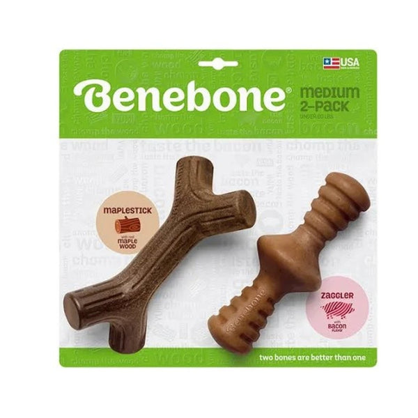 Benebone 2pack - Bacon Zaggler & Maplestick Dog Chew Toy