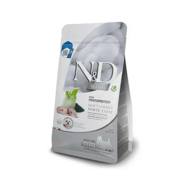 Farmina N&D White Coat Canine Formula Adult GMO-Free Sea Bass, Mini Dry Dog Food