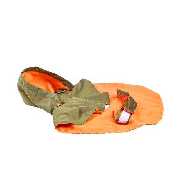 Kanu Pet Military Green/ Oranfe Dog Raincoat