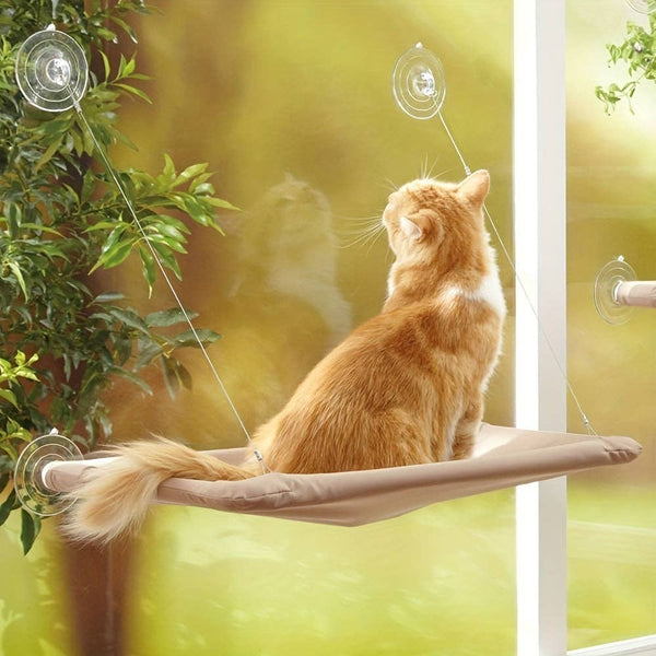DIYSTORE - Ultra-Soft Cat Window Hammock Bed - Cozy Cloud-Like Perch for Feline Naptime - Securely Mounted, Enhances Cats View - Perfect Space-Saving Solution for Cat Lovers