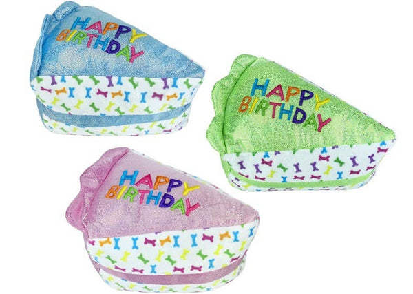 Pet Palette Distribution - Multipet Birthday Cake Slice Plush Dog Toy Assrt. Colors 6"