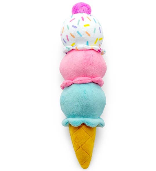Pet Palette Distribution - ThoozyPet Birthday 3-Scoop Ice Cream Cone Plush Dog Toy 12"