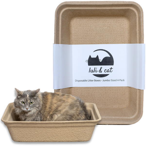 Luli & Cat - Disposable Litter Boxes - Size Jumbo 4-Pack - Brown