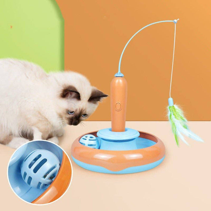 Dog Hugs Cat 2 In 1 Pet Feather For Self-play Cat Turntable Cat Toy | Kanu Pet
