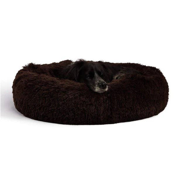 Best Friends by Sheri Shag Donut Dog Bed Dark Chocolate 30"
