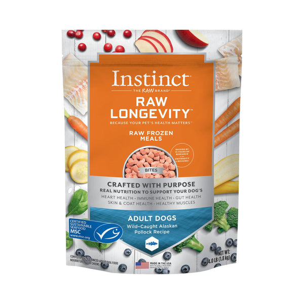 Instinct Raw Longevity Adult Frozen Pollock Bites Dog Food | Kanu Pet