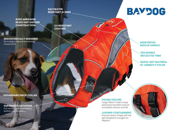 Bay Dog Life Jacket Orange Offshore | Kanu Pet
