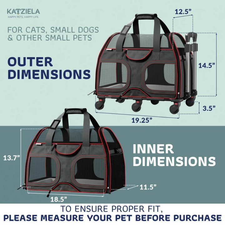 Katziela Luxury Rider with Removable Wheels Pet Carrier | Kanu Pet