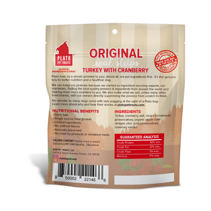 Plato Grain Free Turkey & Cranberry Dog Treat | Kanu Pet