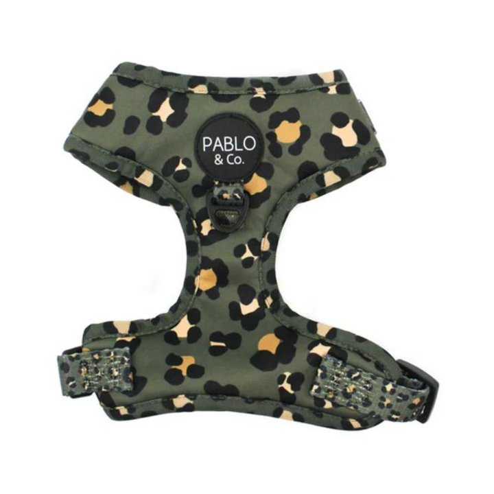 Pablo Co. Boutique Khaki Leopard Adjustable Dog Harness Kanu Pet