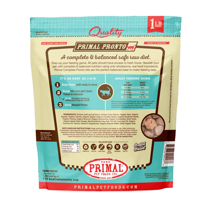 Primal Pronto Frozen Raw Scoop Chicken & Salmon for Cat | Kanu Pet