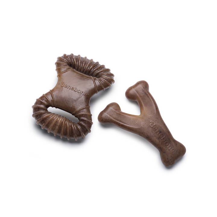 Benebone Adult Tiny 2pack Bacon Wishbone Dental Dog Chew Toy| Kanu Pet