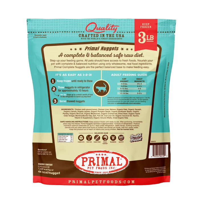 Primal Frozen Raw Chicken & Salmon Formula Cat Nuggets | kanu Pet