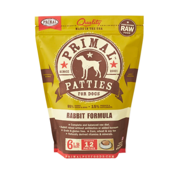 Primal Frozen Raw Patties Rabbit Formula 6 Lbs Dog | Kanu Pet