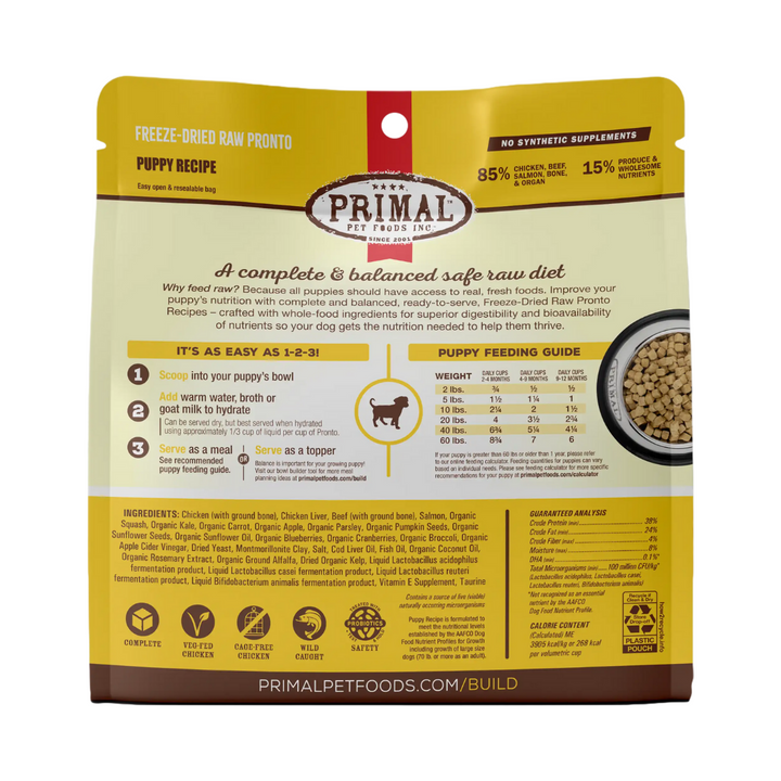 Primal Freeze-Dried Raw Pronto Chicken & Salmon Recipe  Puppy | Kanu Pet