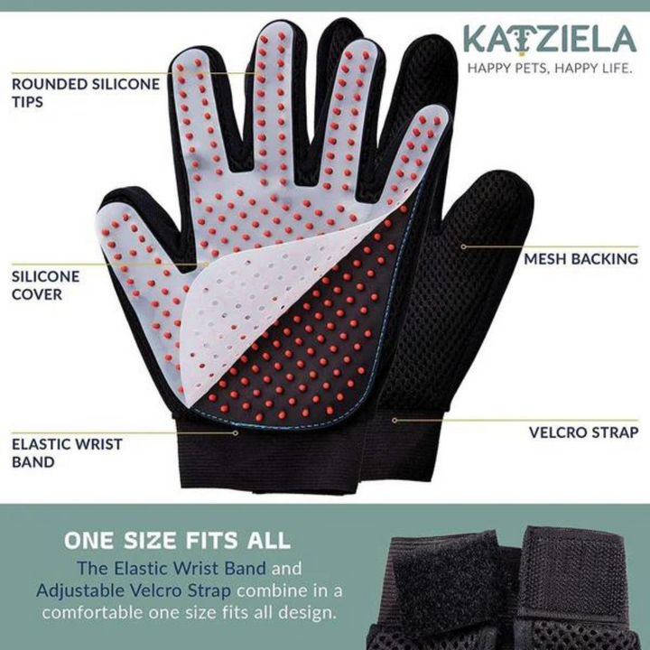 Katziela Pet Grooming Gloves with Silicone Cover for Dogs | Kanu Pet