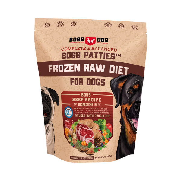 Boss Dog Patties Frozen Raw Beef Dog Food | Kanu Pet