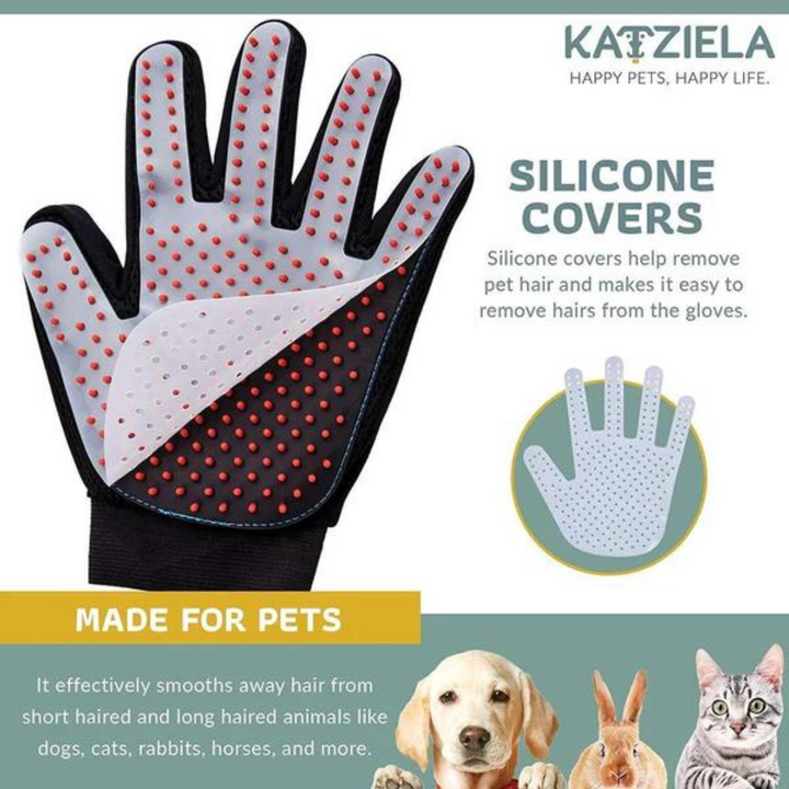 Katziela Pet Grooming Gloves with Silicone Cover for Dogs | Kanu Pet