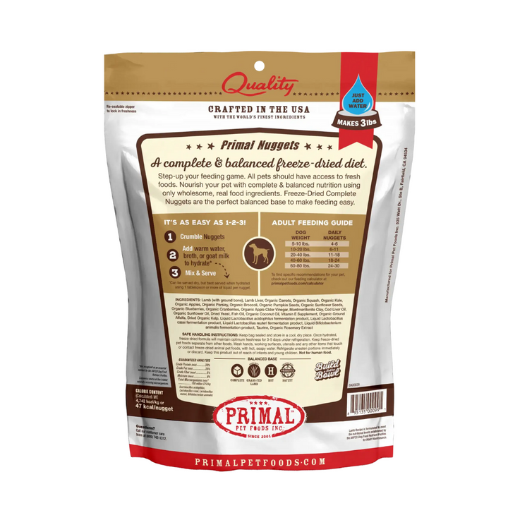 Primal™ Freeze Dried Raw Lamb Formula Dog Nuggets | Kanu Pet