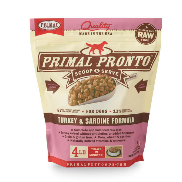 Primal Pronto Frozen Raw Scoop Turkey & Sardine 4Lbs For Dog| Kanu Pet