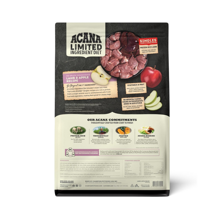 Acana Singles Limited Diet Lamb with Recipe Dog Food | Kanu Pet 