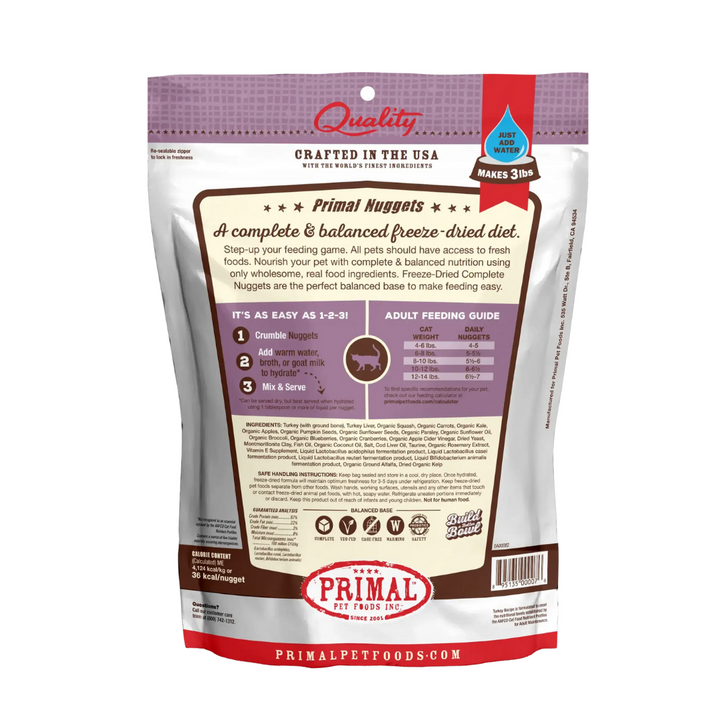 Primal Freeze Dried Raw Turkey Formula Cat Nuggets | Kanu Pet