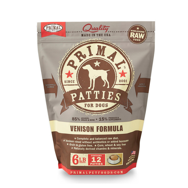 Primal Frozen Raw Venison Patties Formula 6 Lbs Dog | Kanu Pet