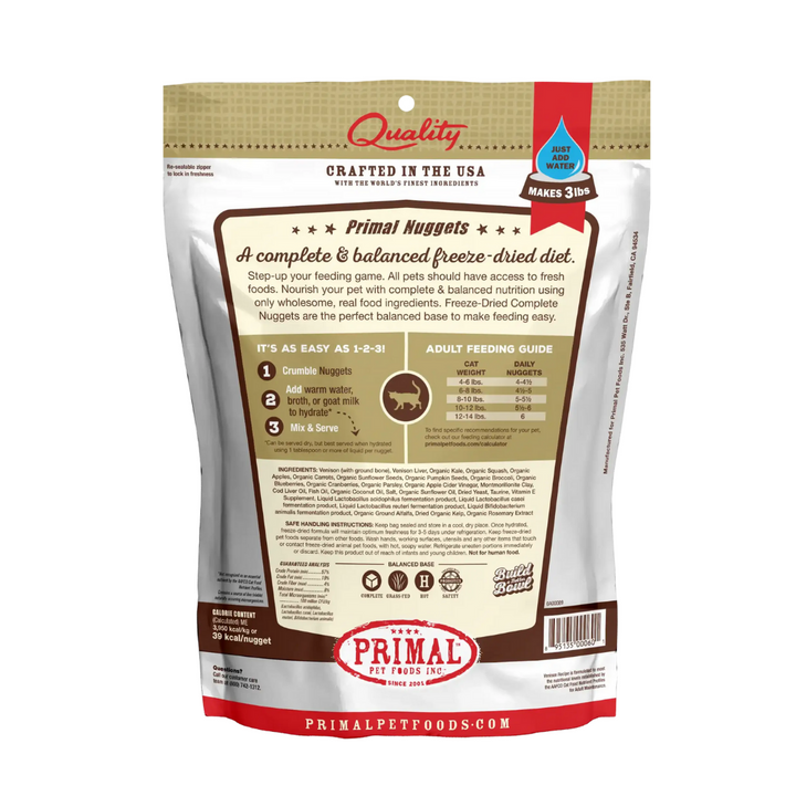 Primal Freeze Dried Raw Venison Formula Cat Nuggets | Kanu Pet