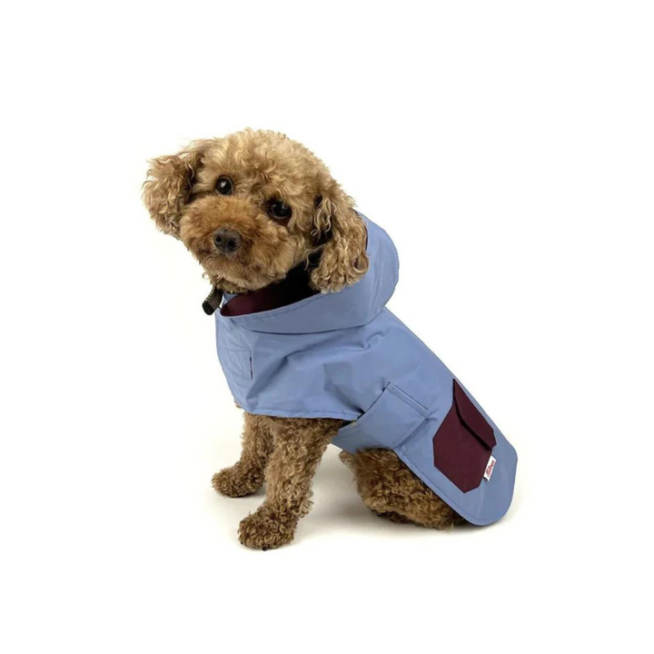 Milltown Cabernet/Blue Dog Reversible Rain Coat | Kanu Pet