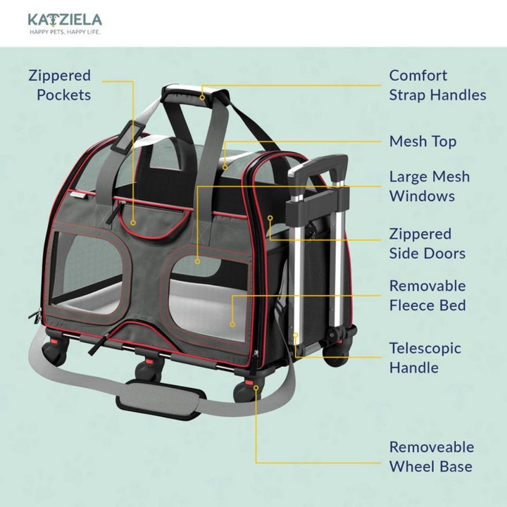 Katziela Luxury Rider with Removable Wheels Pet Carrier | Kanu Pet