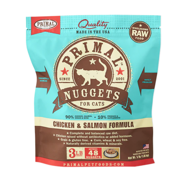 Primal Frozen Raw Chicken & Salmon Formula Cat Nuggets