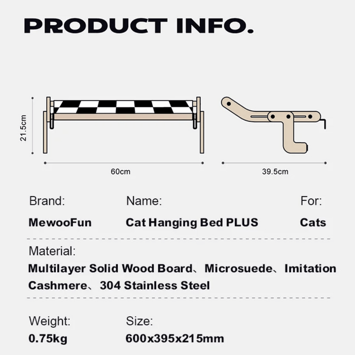 Curatepet  Cat hammock bed-Black/White | Kanu Pet
