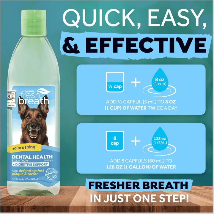 Tropiclean Fresh Breath Digestive Support Dog Water Additive | Kanu Pet