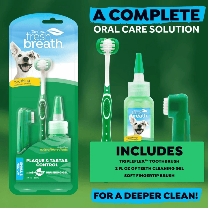 Tropiclean Fresh Breath Oral Care Dog Toothbrush Kit | Kanu Pet